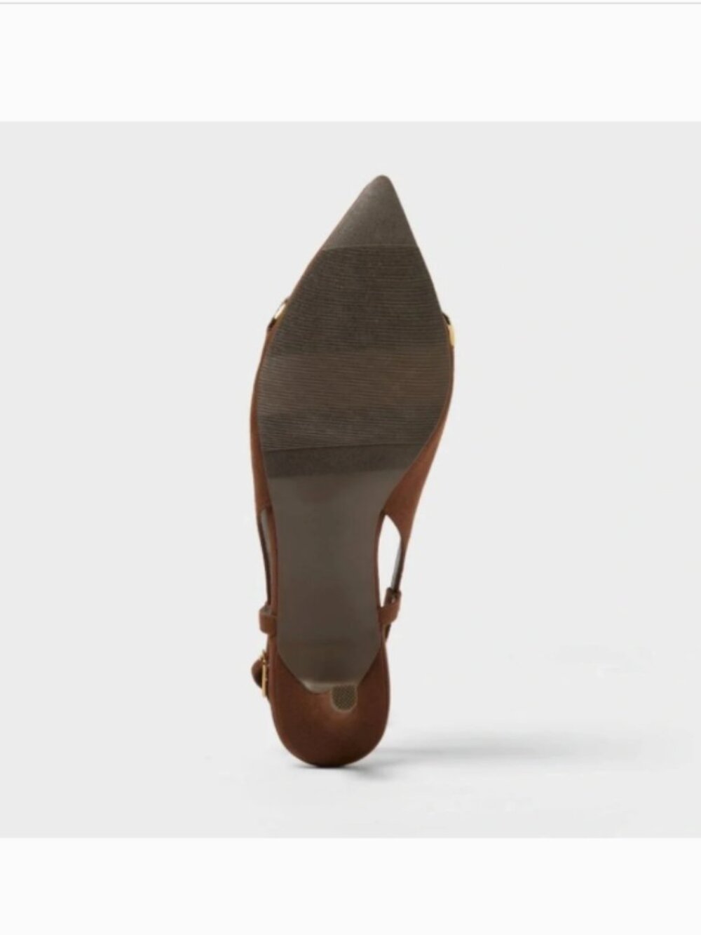 A New Day omen's Tabitha Oversized Chain Brown Sling Back Kitten Heels - Picture 4 of 4